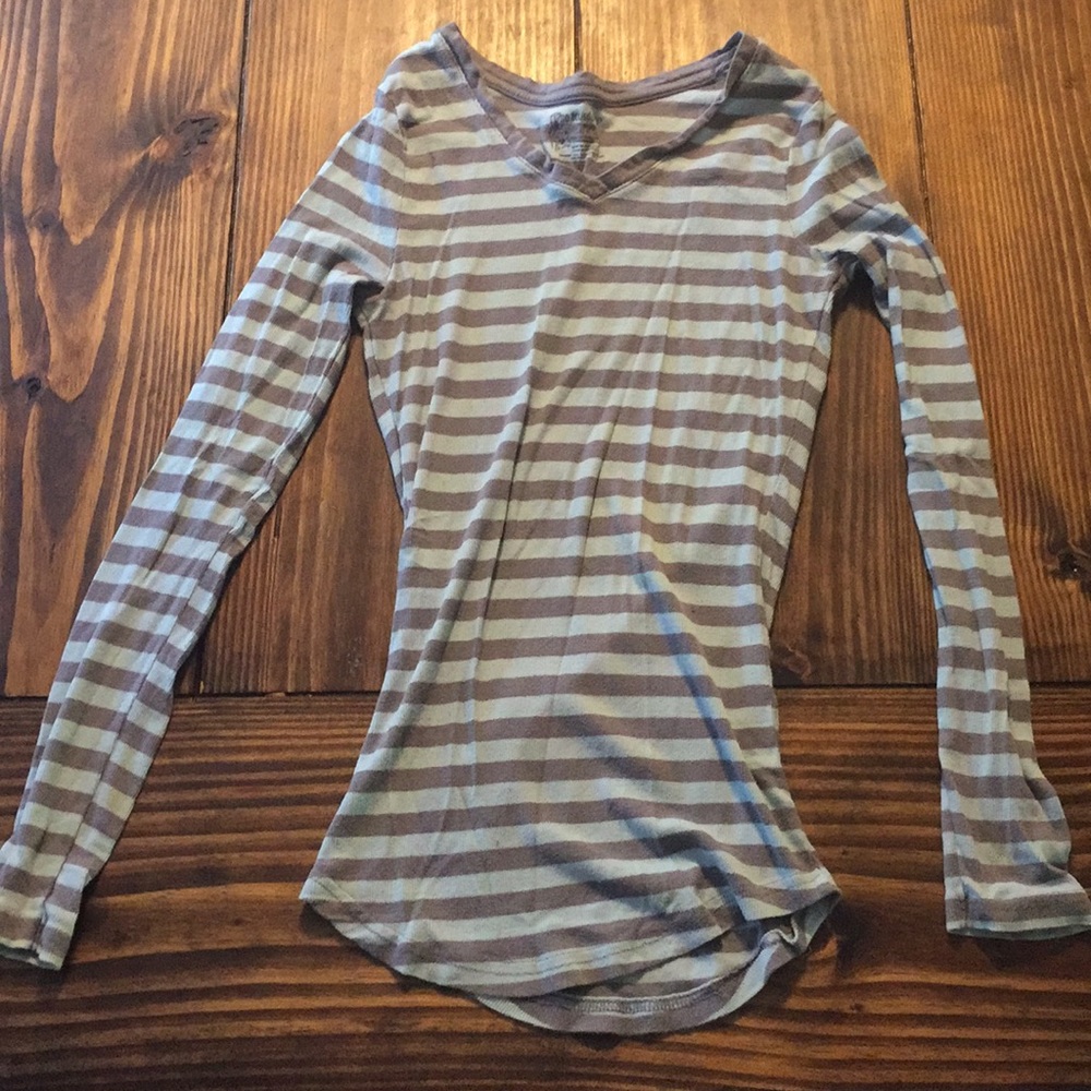 Gray and blue striped long sleeve